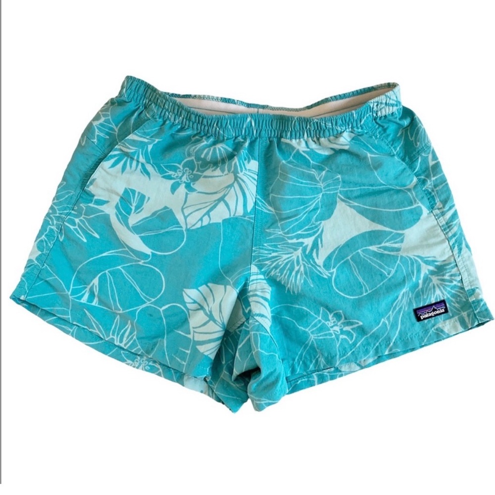Patagonia Women's Baggies™ Shorts - 4" Teal Blue Floral Print Size Small